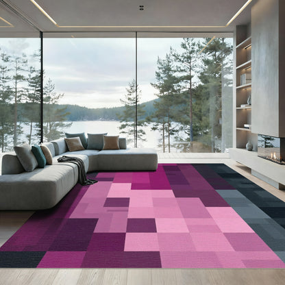 Gradient Pink Geometric Block Rug