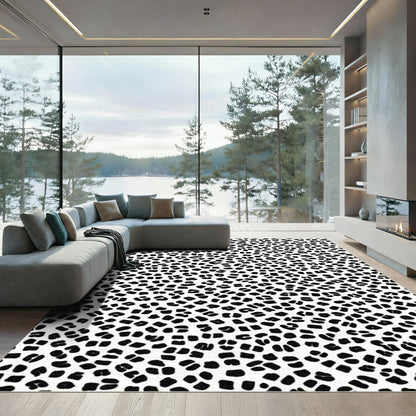 Black White Animal Spot Abstraction Rug