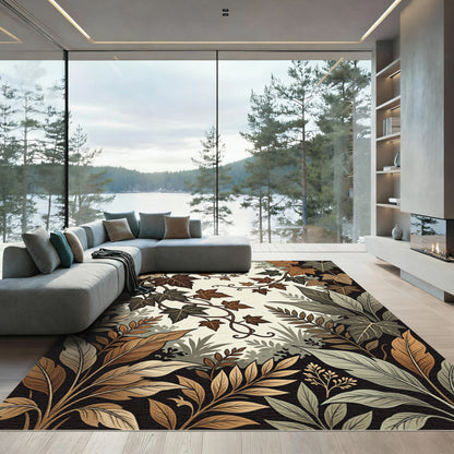Rich Autumn Leafy Vine Ensemble Rug