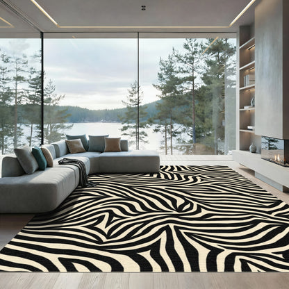 Bold Black Zebra Stripe Rug