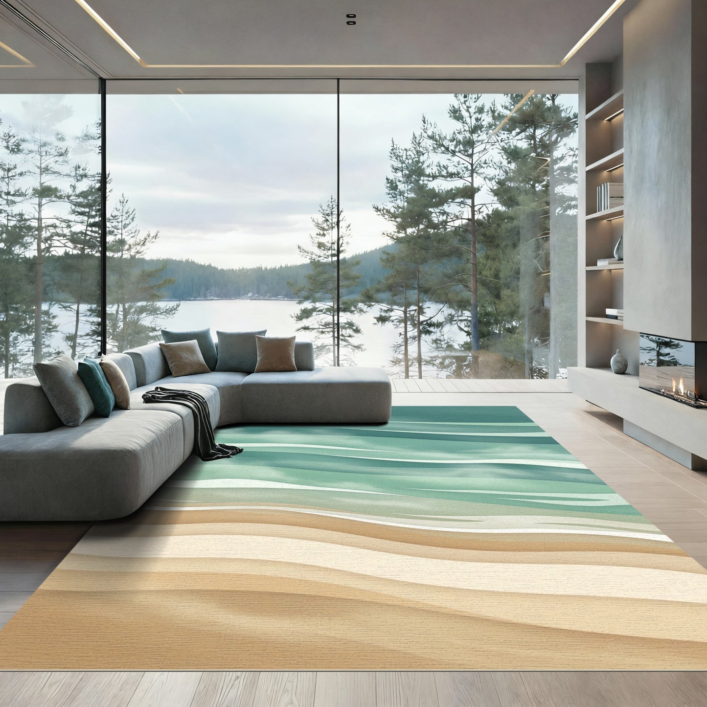 Abstract Coastal Wave Layers Rug