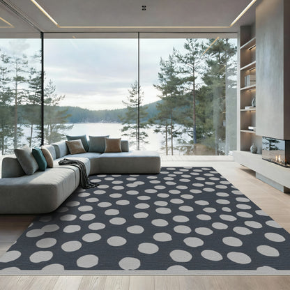 Slate Gray Polka Dot Scatter Rug
