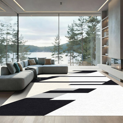 Monochromatic Geometric Accents Rug