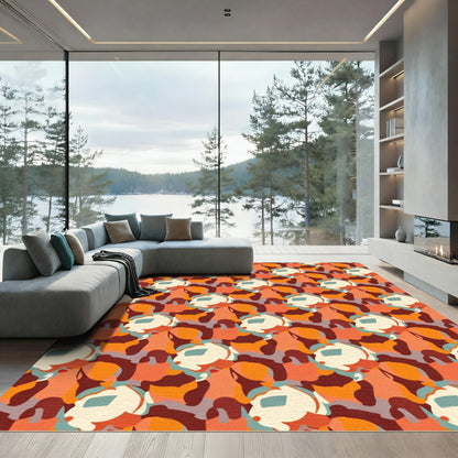 Abstract Earthy Floral Cluster Rug
