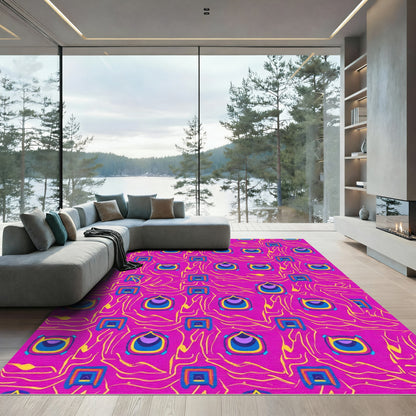 Vibrant Hot Pink Abstract Geometric Swirl Rug