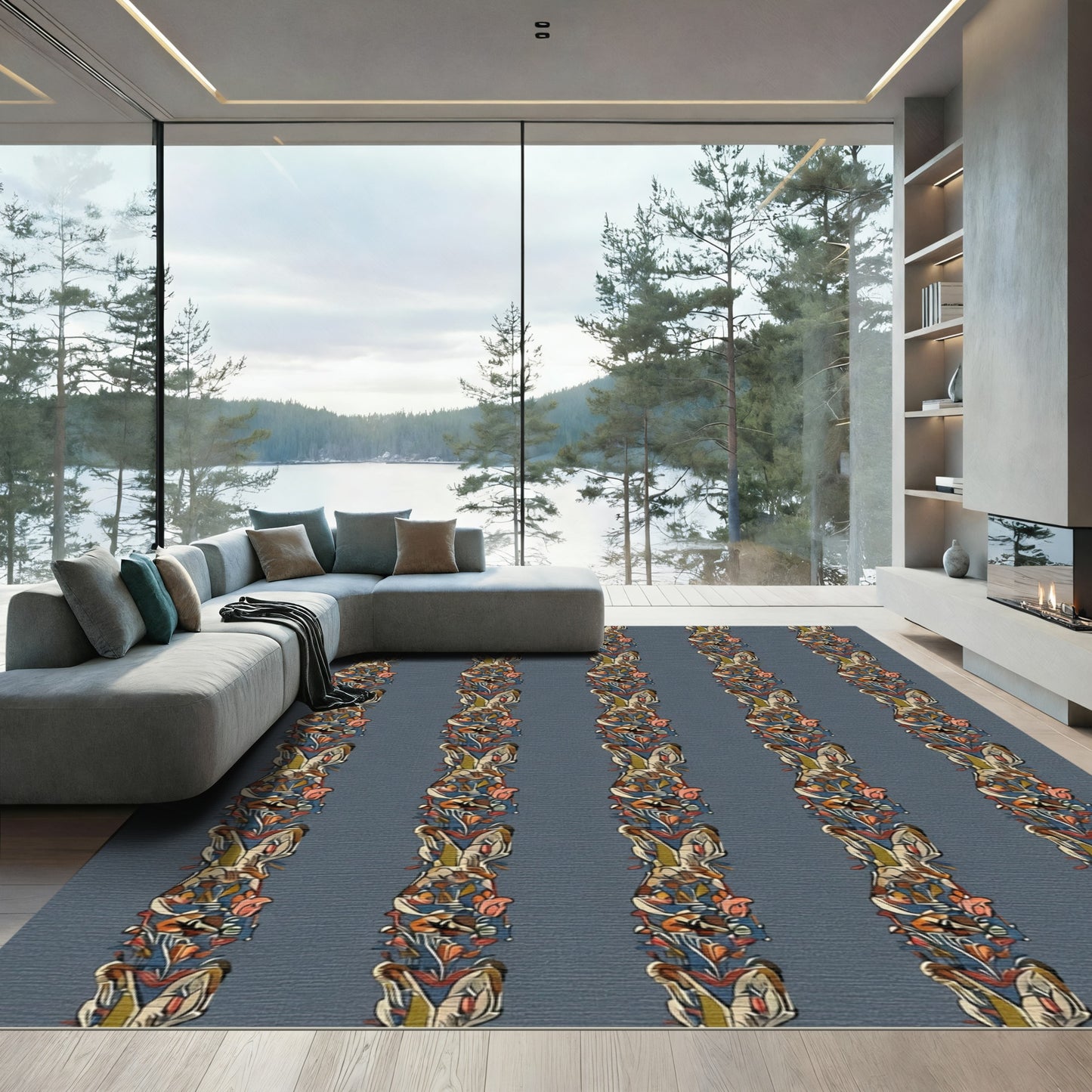 Art Nouveau Vertical Flower Bloom Rug