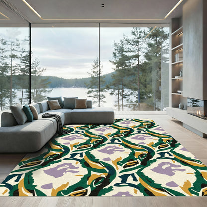 Green And Purple Abstract Organic Flow Rug