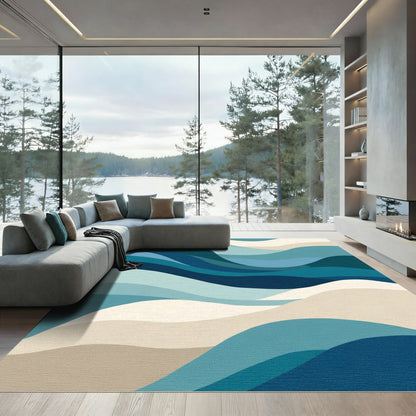 Ocean Waves Abstract Coastal Rug