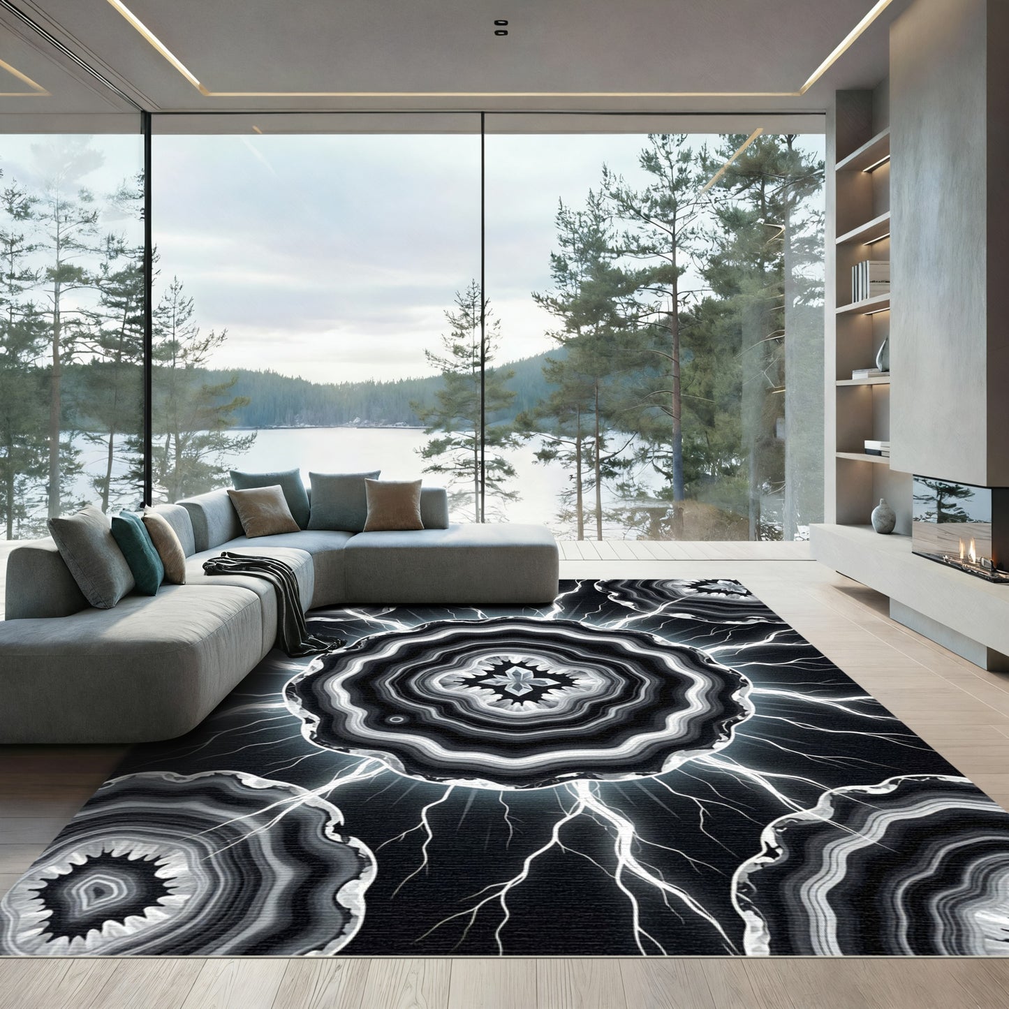 Dramatic Agate Slice Lightning Rug