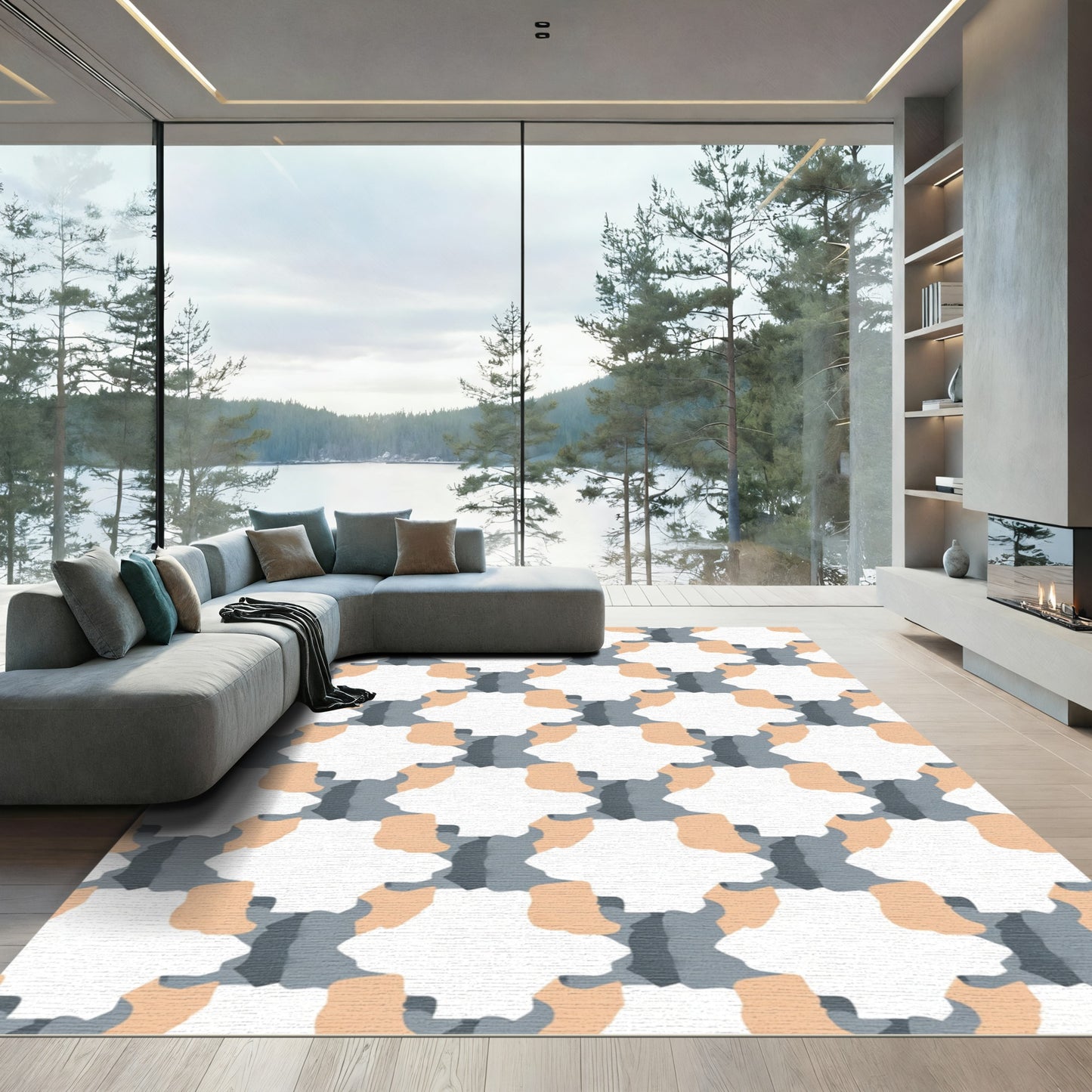 Organic Interlocking Geometric Shapes Rug
