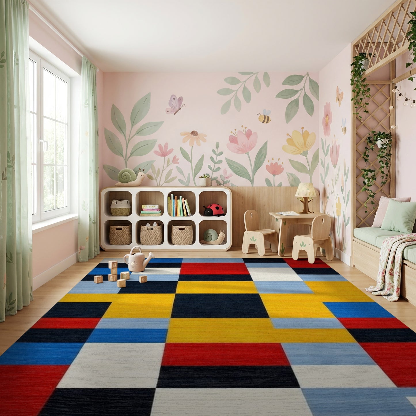 Abstract Geometric Color Block Rug