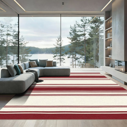 Crimson Cream Wide Stripe Rug