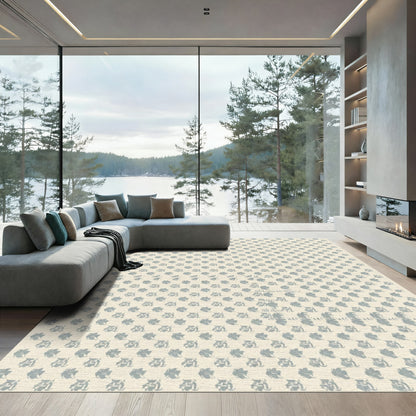 Subtle Blue Leaf Scatter Rug