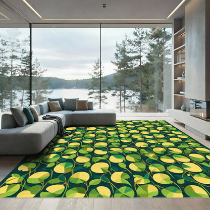 Verdant Yellow Green Leafy Vine Rug