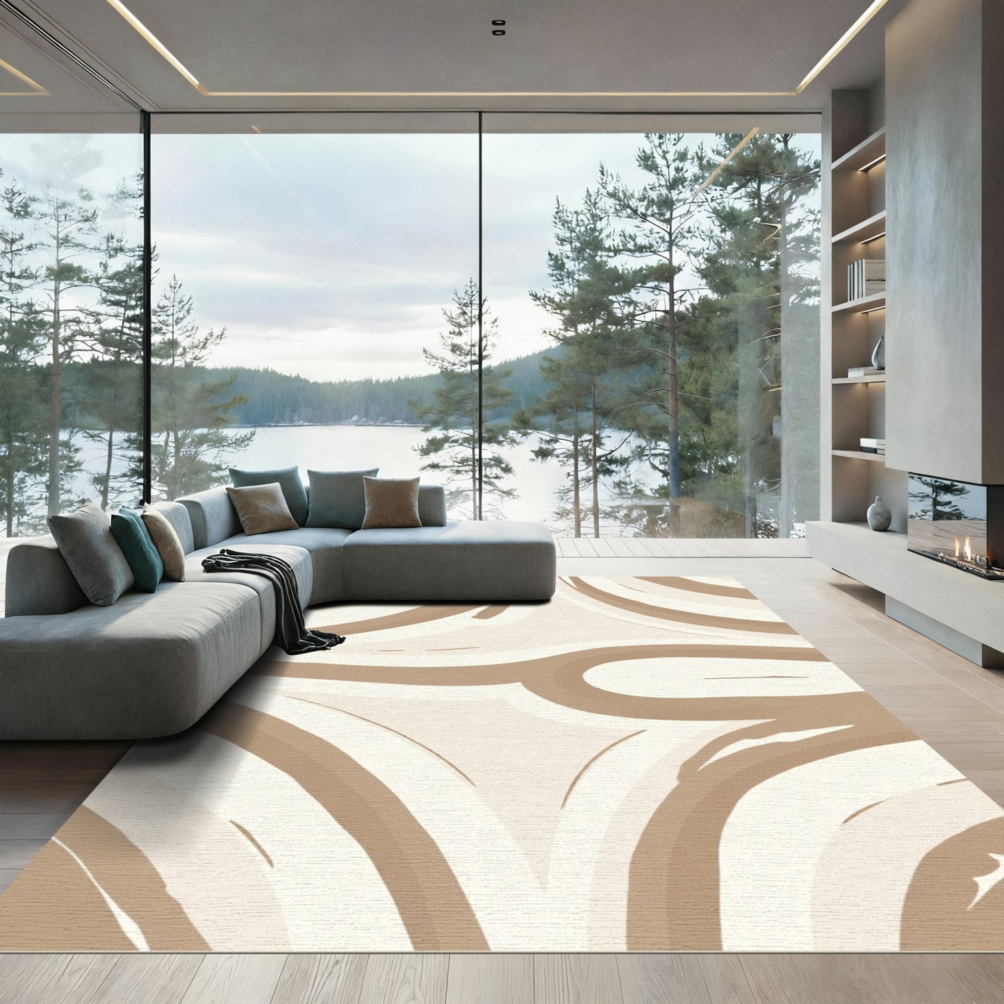 Earthy Swirl Abstract Rug