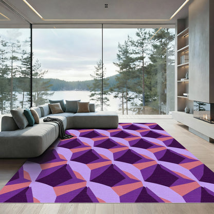 Purple Diamond Facet Geometric Rug