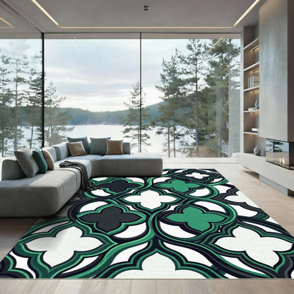 Emerald Four-Point Clover Interlocking Flow Rug