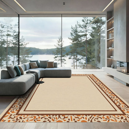 Earthy Speckled Border Cream Rug
