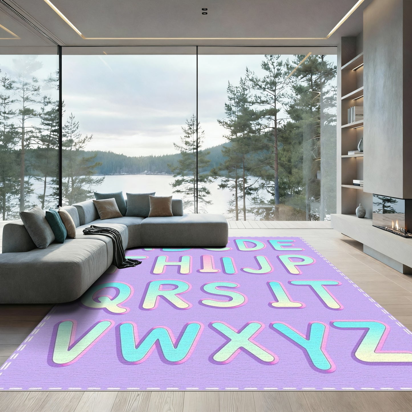 Pastel Gradient Alphabet Aura Rug