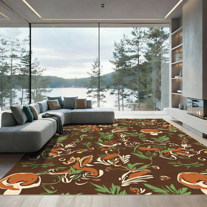 Forest Mushroom Organic Whimsical Flourish Rug