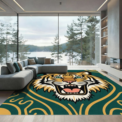 Bold Tiger Emerald Gold Gilt Face Rug