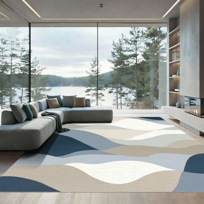 Calm Coastal Abstract Landscape Waves Rug