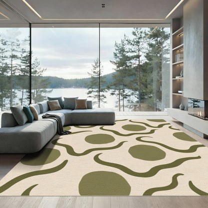 Olive Organic Wavy Dot Rug