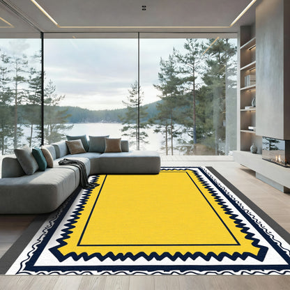 Bold Yellow Geometric Frame Rug