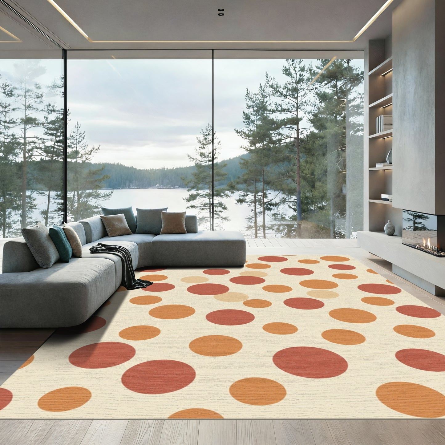 Terracotta Orange Dot Collage Rug
