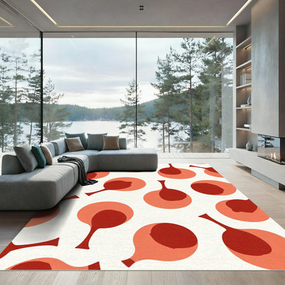 Crimson Abstract Bubble Composition Rug