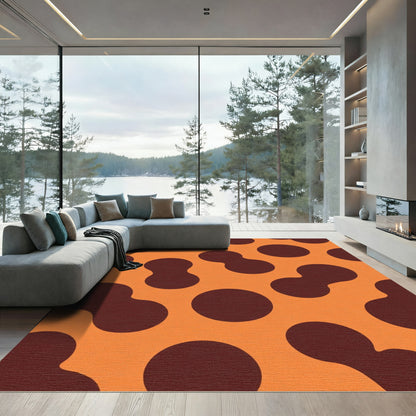 Orange Brown Blob Dots Rug