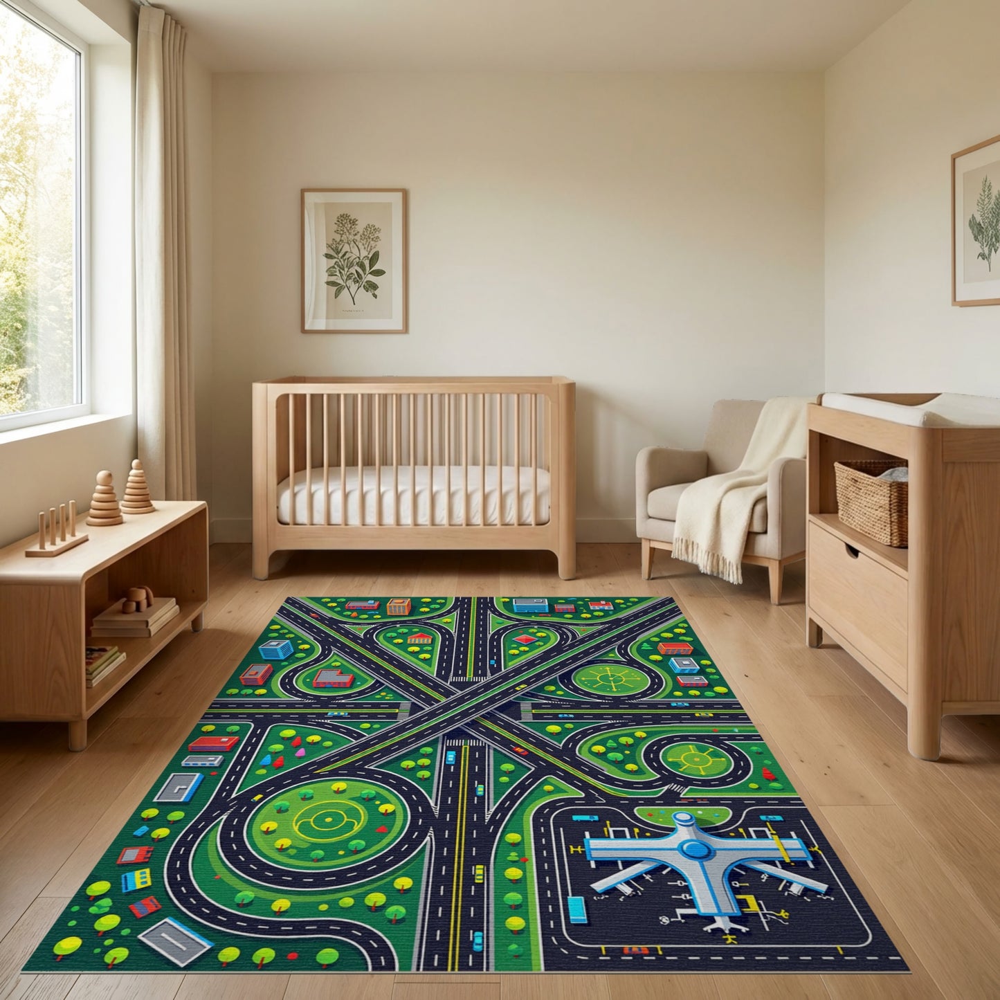 Vibrant City Roads Airport Rug