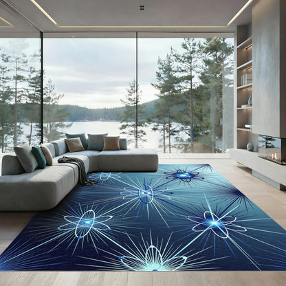 Cosmic Blue Atomic Burst Rug