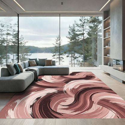 Abstract Earthy Toned Swirls Rug