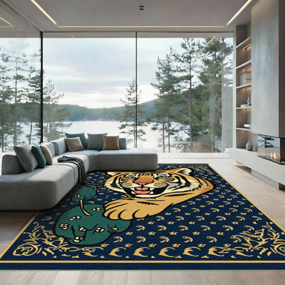 Bold Tiger Dark Blue Floral Rug