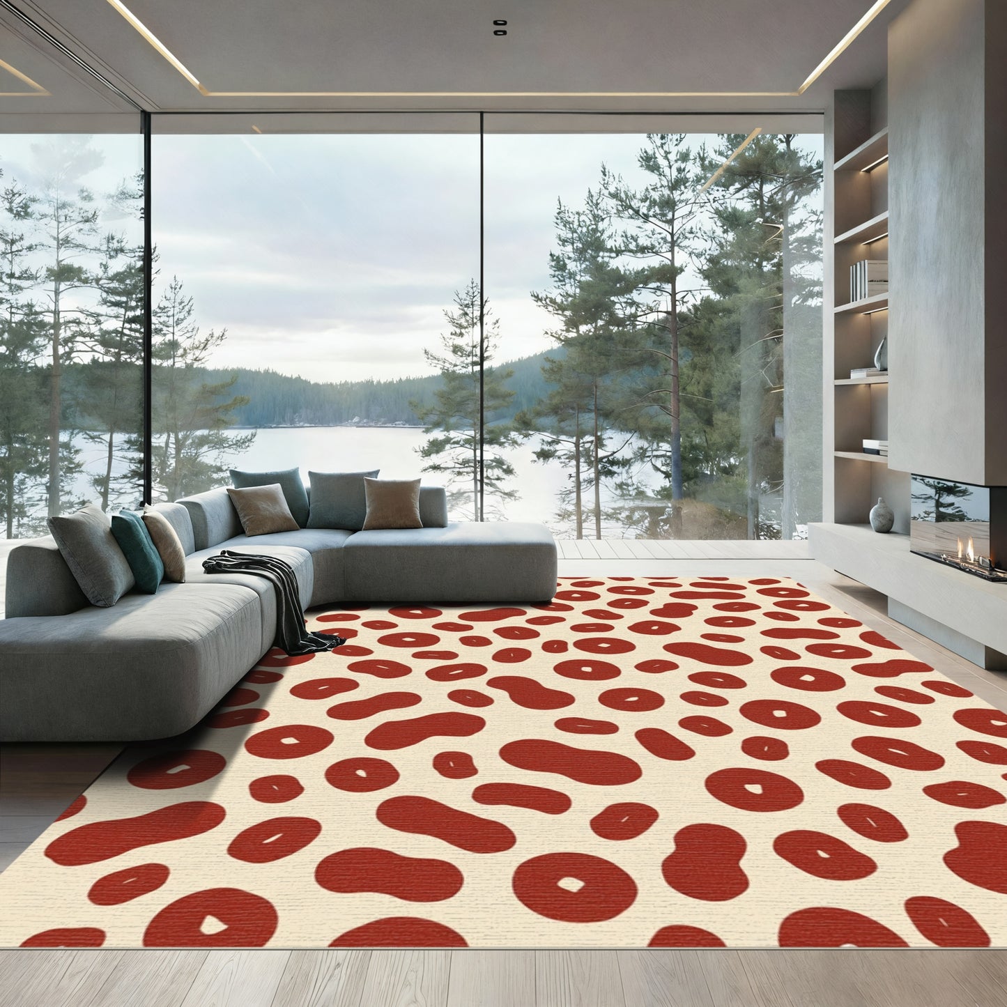 Crimson Blob Spot Scatter Rug