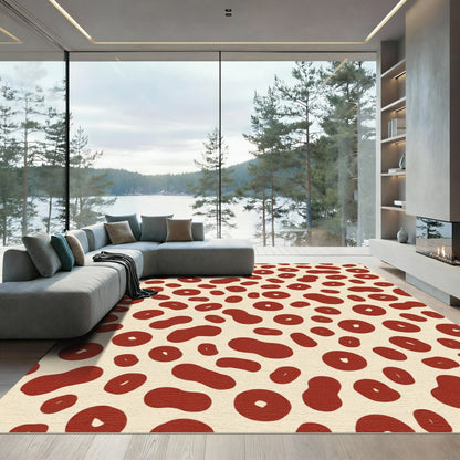 Crimson Blob Spot Scatter Rug