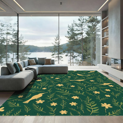 Golden Birds Foliage Garden Rug