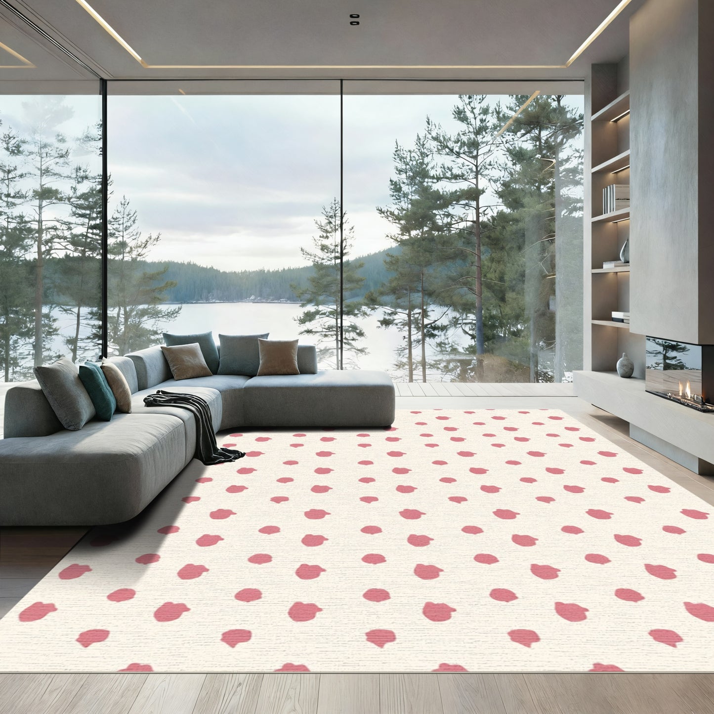 Delicate Rose Pink Misted Dots Rug