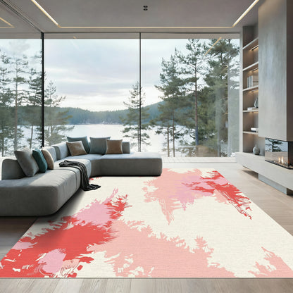 Red Pink Tree Canopy Silhouette Rug