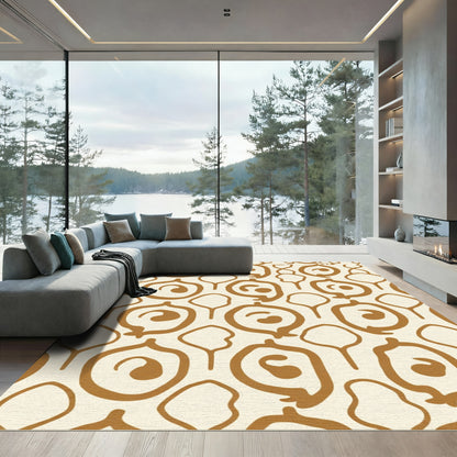 Brown Organic Abstract Swirl Pattern Rug