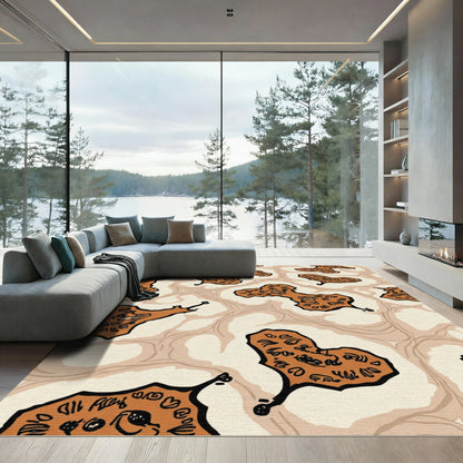 Terracotta Organic Abstract Swirl Rug