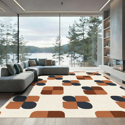 Earth Tones Rounded Square Abstract Rug