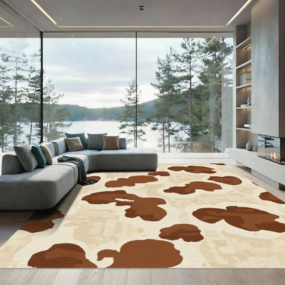 Brown And Beige Patchwork Spots Rug
