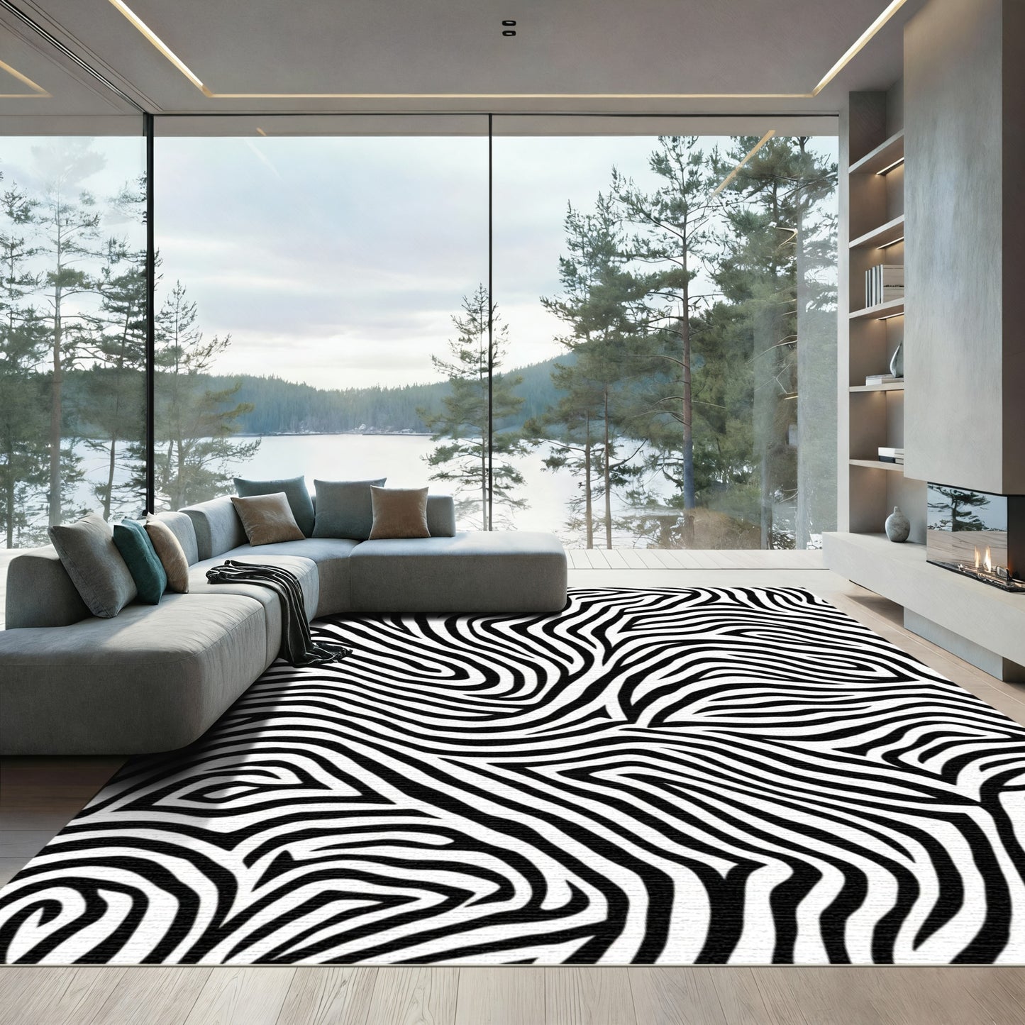 Monochrome Zebra Stripe Flow Rug
