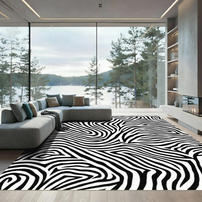 Monochrome Zebra Stripe Flow Rug