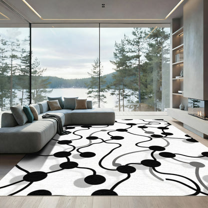 Black And White Node Network Rug