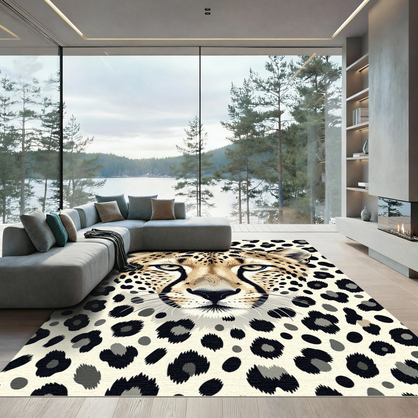 Bold Cheetah Spots Abstract Art Rug