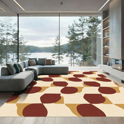 Retro Terracotta Organic Checkerboard Rug