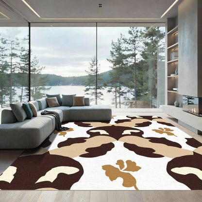 Warm Earthy Tones Camouflage Floral Rug